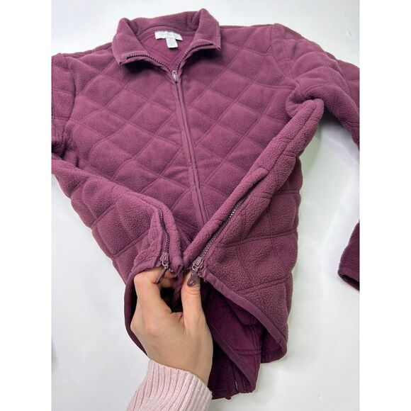 Charter Club Women's Small Quilted Fleece Sweater Full Zip w/ Pockets Faded Plum - Picture 6 of 16